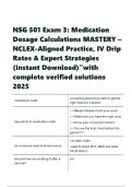 NSG 501 Exam 3&colon; Medication Dosage Calculations MASTERY GUIDE &ndash; NCLEX-Aligned Practice&comma; IV Drip Rates & Expert Strategies &lpar;Instant Download&rpar;"