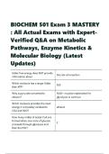 BIOCHEM 501 Exam 3 MASTERY &colon; All Actual Exams with Expert-Verified Q&A on Metabolic Pathways&comma; Enzyme Kinetics & Molecular Biology &lpar;Latest Updates&rpar;