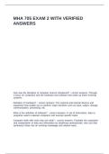 MHA 705 EXAM 2 WITH VERIFIED ANSWERS