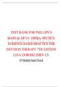 Test Bank for Phillips's Manual of I&period;V&period; Therapeutics&colon; Evidence-Based Practice for Infusion Therapy Seventh Edition by Lisa Gorski ISBN 9780803667044 &vert; Complete Guide A&plus;
