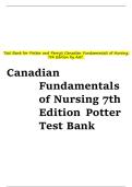 TEST BANK For Canadian Fundamentals of Nursing 7th Edition By Potter and Perry's &vert; Verified Chapter's 1 - 48 &vert; Complete