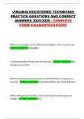 VIRGINIA REGISTERED TECHNICIAN PRACTICE QUESTIONS AND CORRECT ANSWERS 2025&sol;2026 &vert; COMPLETE EXAM&vert; GUARANTEED PASS&excl;&excl;