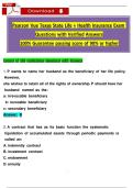 Pearson Vue Texas State Life &plus; Health Insurance Exam  Questions with Verified Answers 100&percnt; Guarantee passing score of 90&percnt; or higher