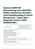 Simmons NURP 503 Rheumatology Exam MASTERY GUIDE&colon; Autoimmune Disorders&comma; Joint Pathophysiology & Clinical Management &ndash; Expert Q&A &plus; Diagnostic Criteria &lpar; PASS GUARANTEED &rpar;