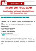 NREMT EMT FINAL EXAM Actual Questions and Revised Rationalized Answers 100&percnt; Guarantee Pass Score
