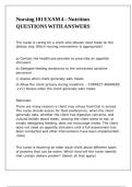 Nursing 101 EXAM 4 &ndash; Nutrition QUESTIONS WITH ANSWERS