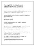 Nursing 2750 - Nutrition Exam 1 QUESTIONS WITH ANSWERS&comma;
