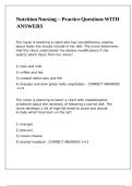 Nutrition Nursing -- Practice Questions WITH ANSWERS