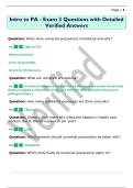 Intro to PA - Exam 3 Questions with Detailed  Verified Answers