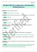 KU Biol 600 Test 2 Questions with Detailed  Verified Answers