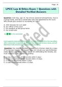 LPCC Law & Ethics Exam 1 Questions with  Detailed Verified Answers 