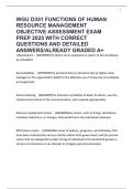 WGU D351 FUNCTIONS OF HUMAN RESOURCE MANAGEMENT OBJECTIVE ASSESSMENT EXAM PREP 2025 WITH CORRECT QUESTIONS AND DETAILED ANSWERS&sol;ALREADY GRADED A&plus;