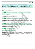 NHA NEW CBCS PRACTICE TESTS- study  Questions with Detailed Verified Answers