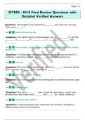 NTMD - 5010 Final Review Questions with  Detailed Verified Answers