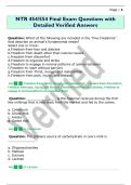 NTR 454&sol;554 Final Exam Questions with  Detailed Verified Answers