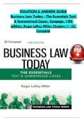 SOLUTION & ANSWER GUIDE Business Law Today - The Essentials Text  & Summarized Cases&comma; Cengage&comma; 13th  edition&comma; Roger LeRoy Miller&comma;Chapters 1 - 25&comma;  Complete