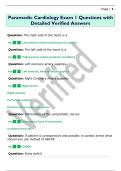 Paramedic Cardiology Exam 1 Questions with  Detailed Verified Answers 