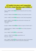 AP English Literature and Composition    ACTUAL  Exam Questions and CORRECT  Answers 