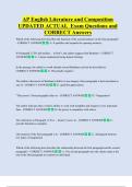 AP English Literature and Composition  UPDATED ACTUAL  Exam Questions and  CORRECT Answers 
