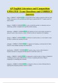 AP English Literature and Composition  UPDATED  Exam Questions and CORRECT  Answers 