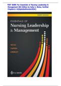 Test Bank Essentials of Nursing Leadership & Management 7th Edition Sally A&period; Weiss &vert; Complete Guide