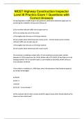 NICET Highway Construction Inspector Level III Practice Exam 1 Questions with Correct Answers