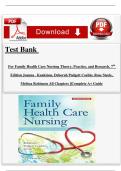 Test Bank For Family Health Care Nursing Theory, Practice, and Research, 7th Edition Joanna . Kaakinen, Deborah Padgett Coehlo, Rose Steele, Melissa Robinson All Chapters ||Complete A+ Guide
