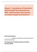 Chapter 1- Foundations of Psychiatric Mental Health Nursing Final Exam  2024- 2025 Questions And Answers  correctly Arranged And Graded A&plus;