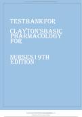 Test Bank for Clayton&rsquo;s Basic Pharmacology for Nurses &ndash; 19th Edition &ndash; Complete Exam Preparation Resource