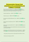 Electroconvulsive Therapy Exam  UPDATED ACTUAL QUESTIONS AND  CORRECT ANSWERS