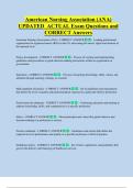 American Nursing Association &lpar;ANA&rpar;  UPDATED  ACTUAL Exam Questions and  CORRECT Answers