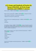 ANA Scopes and Standards of Practice for  Nurses UPDATED  ACTUAL Exam  Questions and CORRECT Answers