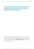 NC Adjuster License Practice Exam Updates  2025&vert;2026 Questions and Correct answers  Graded A&plus;&vert;Assured Success 