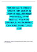 Test Bank for Corporate Finance 13th Edition by Stephen Ross&comma; Randolph Westerfield&comma; WITH VERIFIED ANSWERS GRADED A&plus; GUARANTEED 100&percnt; PASS LATEST 2025-2026