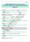 &lpar;WGU D668&rpar;- Elementary Literacy  Curriculum Questions with Detailed Verified  Answers 