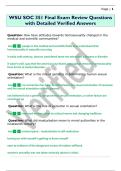 WSU SOC 351 Final Exam Review Questions  with Detailed Verified Answers