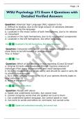 WSU Psychology 372 Exam 4 Questions with  Detailed Verified Answers