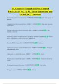 7A General&plus;Household Pest Control  UPDATED  ACTUAL Exam Questions and  CORRECT Answers 