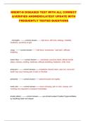 NREMT-B DISEASES TEST WITH ALL CORRECT  &VERIFIED ANSWERSLATEST UPDATE WITH  FREQUENTLY TESTED QUESTIONS