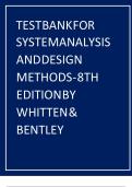 TEST BANK FOR SYSTEM ANALYSIS AND DESIGN METHODS - 8TH EDITION BY WHITTEN & BENTLEY