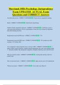 Maryland &lpar;MD&rpar; Psychology Jurisprudence  Exam UPDATED  ACTUAL Exam  Questions and CORRECT Answers