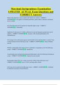 Maryland Jurisprudence Examination  UPDATED  ACTUAL Exam Questions and  CORRECT Answers