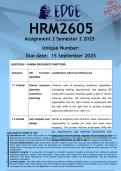 HRM2605 Assignment 2 (ANSWERS) Semester 2 2025 - DISTINCTION GUARANTEED