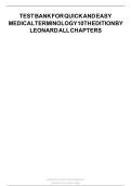 TEST BANK FOR QUICK AND EASY MEDICAL TERMINOLOGY 10TH EDITION BY LEONARD ALL CHAPTERS