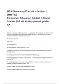 NES Elementary Education Subtest I &lpar;&num;NT102&rpar; Elementary Education Subtest 1&colon; Social Studies &lpar;full set already passed graded A&plus;