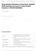Texas Eyelash Extensions License Exam &lpar;updated 2025&rpar; Questions & Answers &vert; Latest Already Graded A&plus; UPDATE 2025&vert;2026