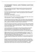 GOVERNMENT TRAVEL CARD TRAINING QUESTIONS & ANSWERS