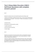 Test 3 Sleep-Wake Disorders DSM-5 Self-Exam Questions with complete answers passed