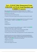Test - CLM 017 Risk Management Exam  UPDATED  ACTUAL Exam Questions and  CORRECT Answers 