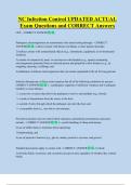 NC Infection Control UPDATED ACTUAL  Exam Questions and CORRECT Answers 